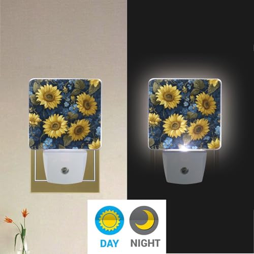Lámpara de noche azul con girasoles y sensor automático miniatura 4