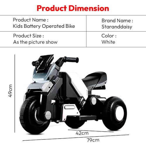 Image of StarAndDaisy Electric Ride-On Bike for Kids, Toddlers & Baby - 3 Wheel Rechargeable 6V Motorcycle with LED Lights, Bluetooth, USB, Foot Acceleration and Comfortable Seat (White)