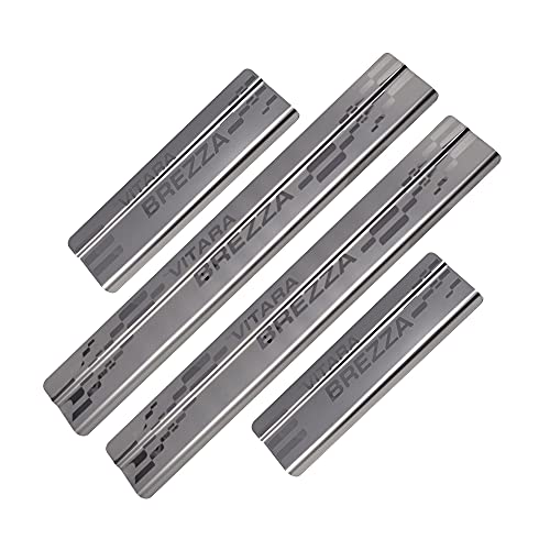 Image of GFX Car Door Sill Guard - Stainless Steel, Protects Painted Edges from Scuffs or Scratches Compatible with Kuv-100 Set of 4Pcs (After-Market) Model - 2017 Onwards