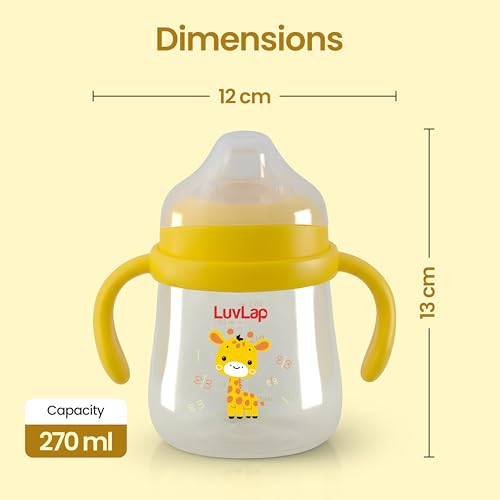 Image of LuvLap Star Anti Spill Spout Sipper for Kids with Twin Handles, 270 ml, Sippy Cups with Soft Silicone Spout and Weighted Straw, Water Bottle for Kids, Non-Toxic & BPA Free (Yellow)