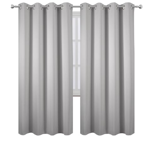 Image of LEMOMO Blackout Curtains 66 x 72 Inch Long Light Grey Curtains Set of 2 Panels Room Darkening Curtains for Bedroom and Living Room