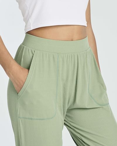 Real Essentials 3 Pack: Women's Ribbed Capri Jogger Lounge Sweatpants with Pockets Yoga Workout (Available in Plus Size)3