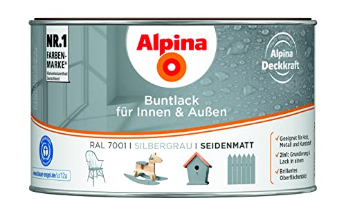 Alpina Buntlack für Innen & Außen Silbergrau seidenmatt 300ml