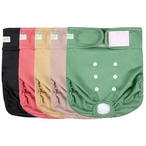 wegreeco Female Dog Diapers, Washable Reusable Pet Puppy Doggie Diapers for Small Medium Large Female Dogs in Heat Period, Doggy Period Panties, 5 Pack, Small