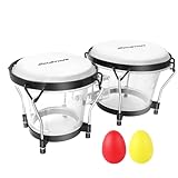 Soulmate Bongo Drum Set for Adult, Natural Beginners Bongos with Tuning Wrench, Transparent Bongo Drums 6