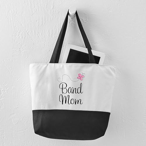 CafePress 2 Band Mom Canvas Tote Top Zipper Closure4