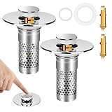 Adoric Bathroom Sink Stopper 2Pack, Sink Drain for Bathroom Pop Up Stopper with Removable Stainless Steel...