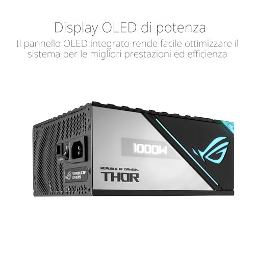 ROG THOR 1000W Platinum II Alimentatore PC Modulare, 80Plus Platinum, ATX12V, Dissipatori ROG, Tecnologia 0dB, Ventola da 135mm, Schermo OLED, Cavi Sleeve, Aura Sync, 19x15x8.6 cm, Bianco/Nero - Alimentatore - Immagine 6