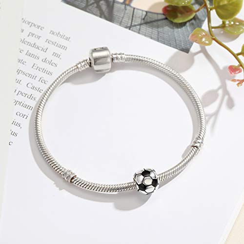 Football Charms 925 Sterling Silver Soccer Ball Bead for Pandora Bracelet Charms2
