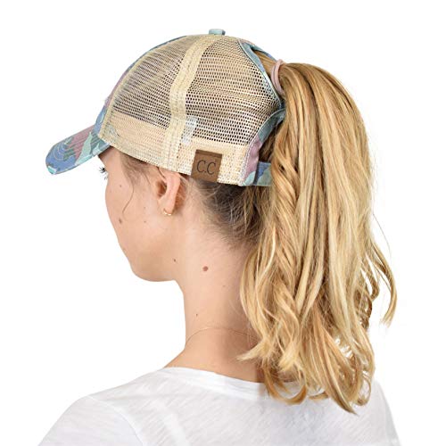 Image of C.C Ponycap Messy High Bun Ponytail Adjustable Mesh Trucker Baseball Cap Hat