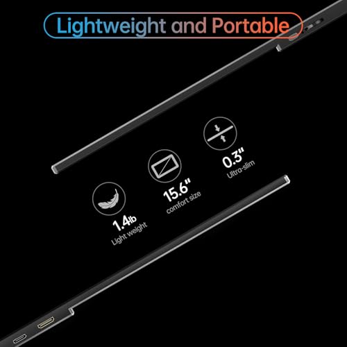 Image of ForHelp True 4K Portable Monitor - 15.6inch UHD 3840x2160 100% sRGB USB-C HDMI External Second Monitor Portable IPS Screen Computer Display with Speakers for Laptop MacBook Switch PS5 /4 Xbox