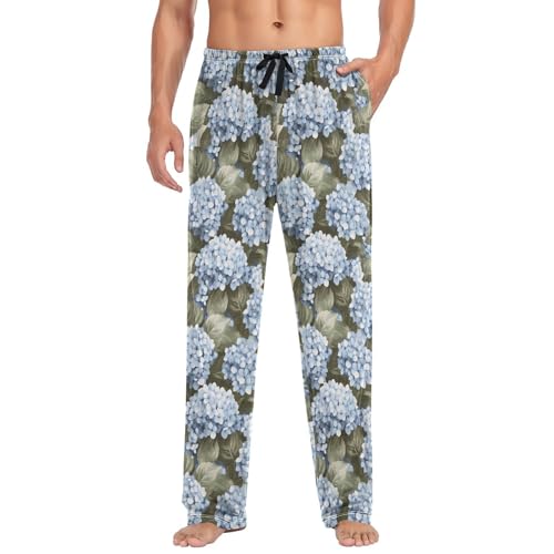 ALAZA Retro Hydrangea Flowers Men’s Pajama Pants Soft Long Sleep Pants Lounge Pajama Bottoms with Pockets3