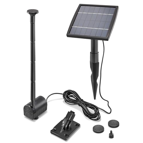 esotec Teichpumpe Wasserspiel Solar-Springbrunnen Kit 1,5/140 pro, Komplettset Sprinklerpumpe, Solarmodul 1,5W, Solarbrunnen für Gartenteich Springbrunnenpumpe, Direktbetrieb 0,8m 140l/h 101905