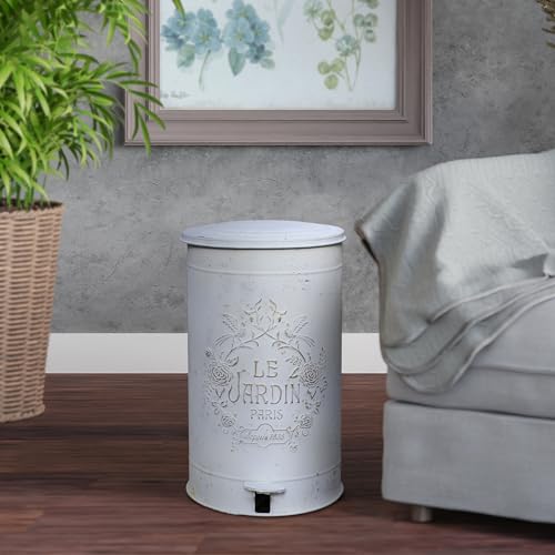 Image of Dog Poop Trash Can with Lid-15L /4Gal,Commercial Outdoor Retro Metal Garbage Can with Foot Pedal,Perfect for Shopping Mall,Office,Pets Park,Backyard