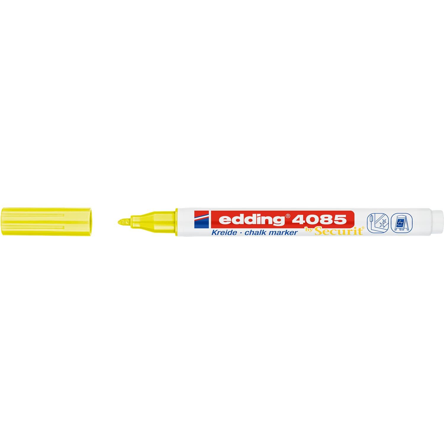 Edding Set di 10 pennarelli a gesso liquido 4085, colore giallo fluo, punta rotonda, 1-2 mm