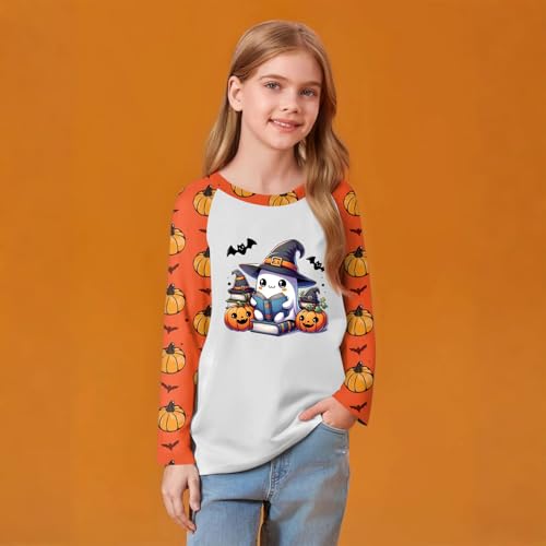 Shirt for Girls Witches Raglan 3/4 Sleeve Fall Fashion Shirts Loose Ghost Crew Neck Tops Cute 3/4 Length Sleeve Outfit4