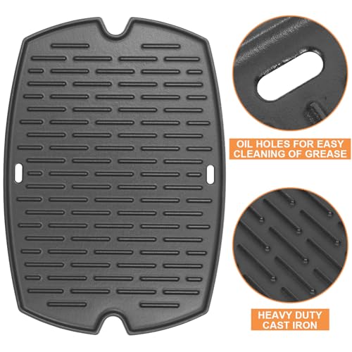Image of 7582 Griddle & 69957 60040 Burner Tube Parts for Weber Q1200 Q1000 Q100 Q120 386001 50060001 Replacement Parts, for Weber Q Griddle Insert 65810 7644 69934 65465, for Weber Baby Q Accessories