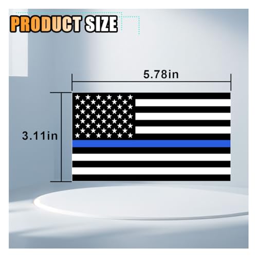 Image of American Flag Decal Thin Blue Line Sticker, 5.8 inchx3 inch Blue Lives Matter Flag Sticker Vinyl US Flag Decal - Support Police Law Enforcement Officer Sticker for Car, Truck, Window, Bumper (Classic Flag)