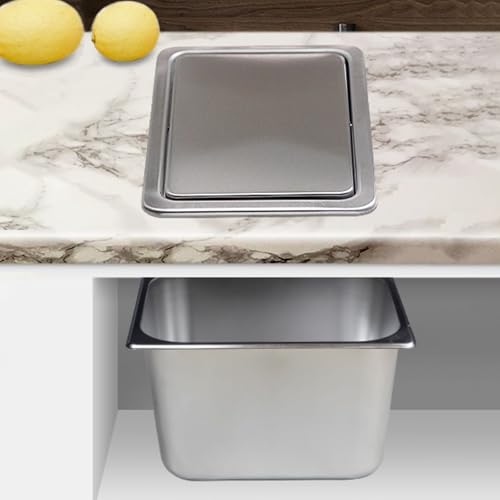 Poubelle encastrée de cuisine anti odeur en acier inox avec couvercle intégré