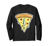 Pizza con anchoa y pepperoni, divertido diseño de comida extraña Manga Larga