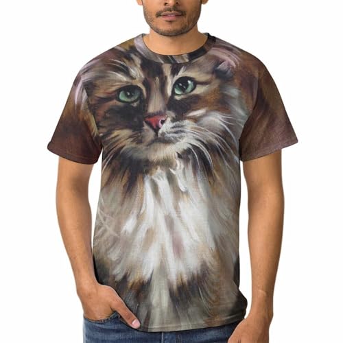 Tshirt Chat Homme avec Impression Graphique Haute Définition