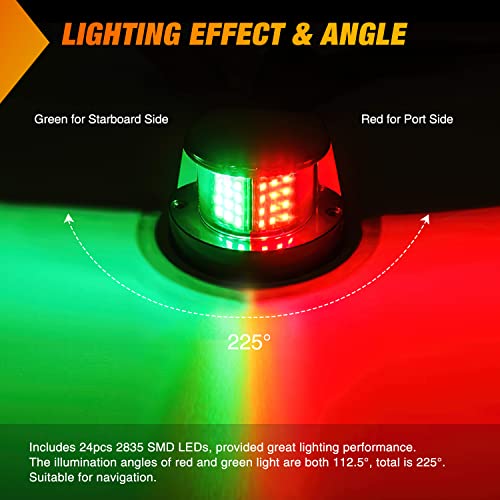 Image of Nilight Marine Boat Navigation Light 24LED Red Green LED Port Starboard Signals Bow Lights 12V Waterproof for Skeeter Yacht Pontoon Speedboat Sailboats Fishing Boats