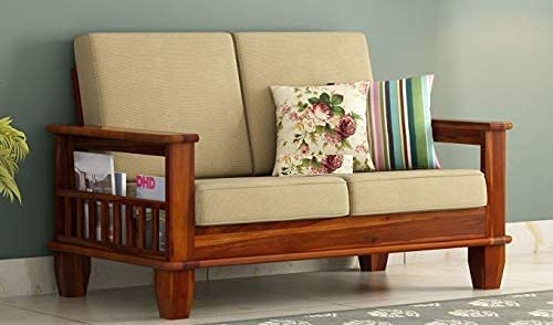 Image of Solid Sheesham Wood 2 Seater Sofa for Living Room | Couch Sofa for Living Room | Sofa Set Furniture for Home| Settee 2 Seater