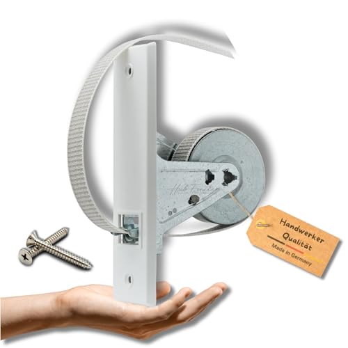 Hub-Fenster- Enrouleur de sangle pour volet roulant encastré - Avec couvercle blanc - Fabriqué en Allemagne par Hub-Fenster - Enrouleur de sangle pour sangle de volet roulant 23 mm, sans sangle