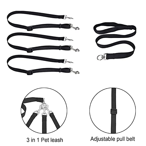 Leine für 3 Hunde, 3-𝒊𝒏-1 Welpenleine Hundeleine Leine, Hundeleine Nylon Kleine Hunde, Koppelleine Hundeleine Flexi, 𝑽𝒆𝒓𝒔𝒕𝒆𝒍𝒍𝒃𝒂𝒓 53-88cm, für Kleine MittelgroßE Katzen