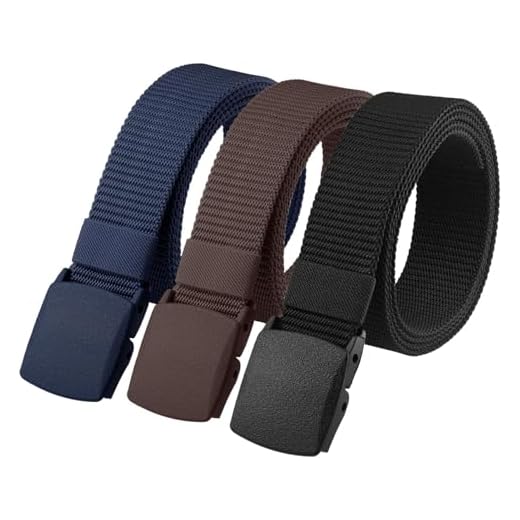 Huiguli Ceinture en Nylon, 3PCS Mixte Ceintures Militaire Extérieure, Homme Ceinture Travail, Ajustable Boucle Plastique Sangle Coton, Rapide à Travers la sécurité de l'aéroport Cadeau Saint-Valentin