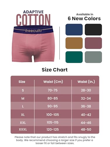 Image of Freecultr Men's Cotton Trunks | Breathable & Moisture Absorbing | Soft Comfort Fit | Everyday Innerwear