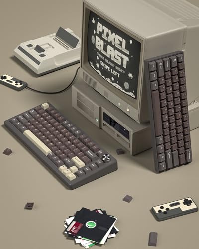 Image of Double Shot PBT Keycaps Set 138 Keys, Cherry Profile Custom Keycaps 60 65 75 100 Percent for 61 /64 /68 /84 /87 /100 /104 /108 Retro Gaming Mechanical Keyboard, Brown Coffee