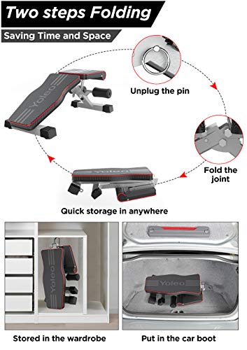 Yoleo Commercial Weight Bench, Adjustable/Foldable Strength Training Bench, Utility Incline/Decline Bench for Full Body Workout - Fast Folding