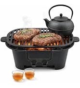 LAISANIM Small Hibachi Grill, Portable Charcoal Grill, Even Heat Distribution, Japanese Yakitori ...
