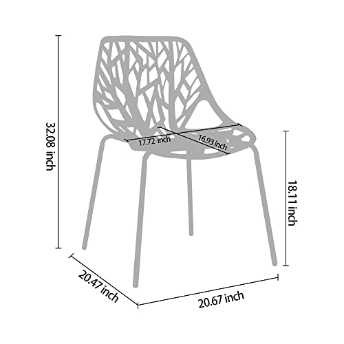 CangLong Modern Mid Century Plastic Shell Hollow Out Chair with Matal Legs for Living, Bedroom, Kitchen, Dining, Waiting Room,Set of 4, Blue by CangLong - Used condition - Image 6