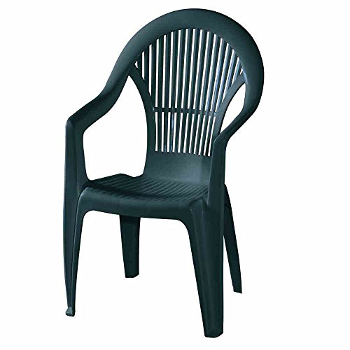 Monobloc Chaise empilable à Dossier Haut, fabriquée en Italie, 58 x 56 x 94 cm, Couleur Verte