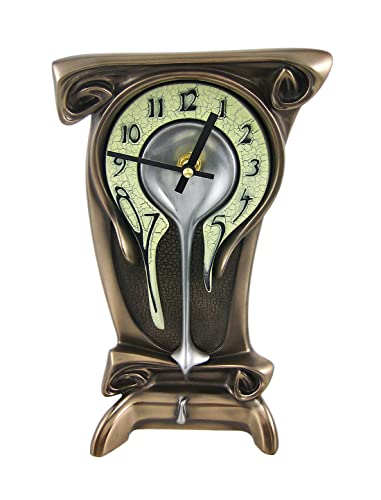 Art Nouveau 11 1/4" High Melting Bronze Table Clock #TOP9