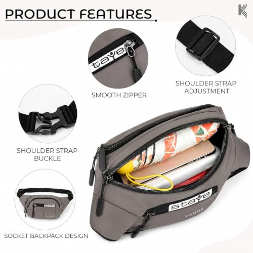 Image of Waist Bag for Man & Woman | Travel Handy Hiking Running Pouch with Zipper | Adjustable Strap Fanny Pack for Documents Money Card Phone Earphone (Dark Gray)