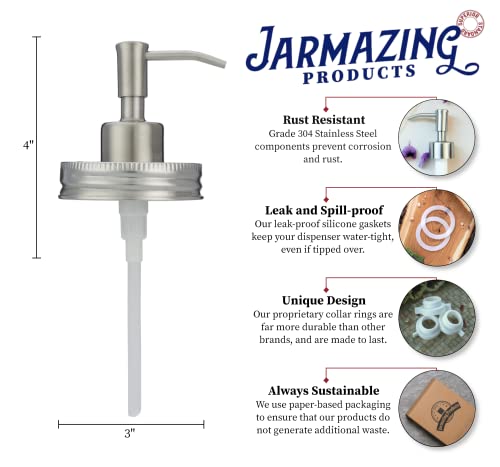 Mason Jar Soap Dispenser - Stainless Steel - Rust-Proof! by Jarmazing Products. Lid and Pump with Tube for All Regular Mouth Jars. by Jarmazing Products - Used condition - Image 2
