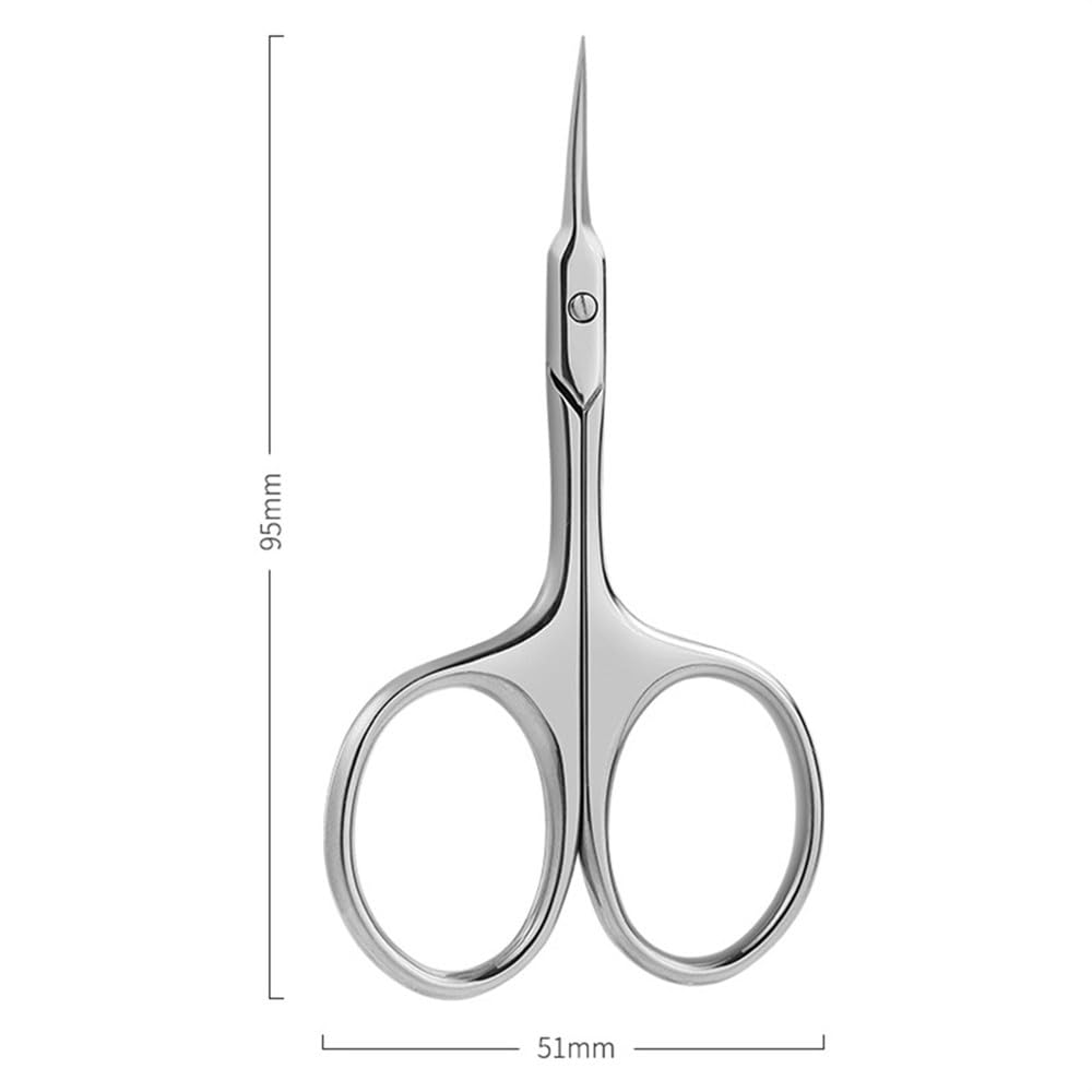 1 pz forbici per cuticole, manicure, unghie, in acciaio inox, lama curva, per sopracciglia, ciglia, pelle secca, multiuso, piccole forbici, argento
