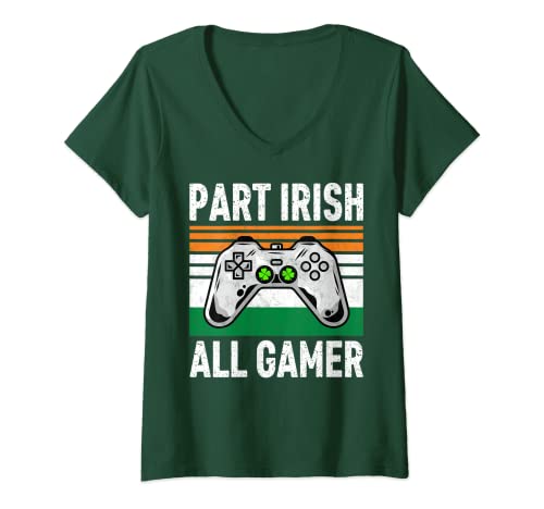 Mujer Part Irish All Gamer Shirt Funny Saint Patricks Day Gift Camiseta Cuello V