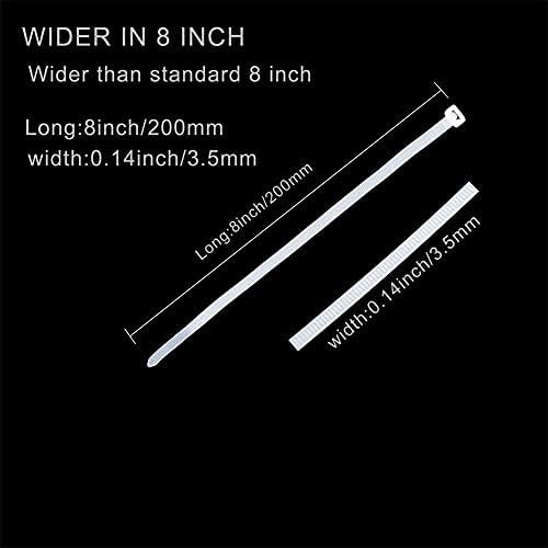 Cable Ties,8 inch Clear Zip Ties,100 Pcs Self-locking Nylon Ties, (200 mm) Wire Ties, Zip Ties Heavy Duty, Can be Used for Circuit Fastening and Water Pipe Lashing