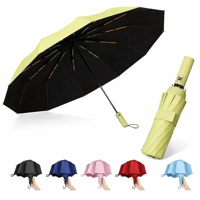 Image of Automatic Open Close Windproof Folding Travel Umbrella, Portable Compact Rain Umbrella for Men & Women Strongest Premium Auto Folding Umbrella for Rain and Sun