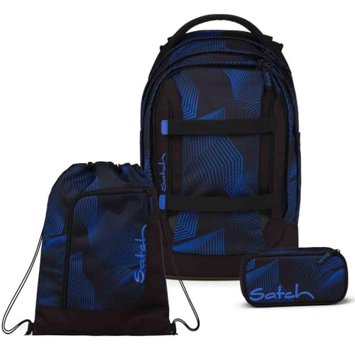 Satch Pack Schulrucksack Set 3tlg. inkl. Schlamperbox und Sportbeutel (Seismic Blue)