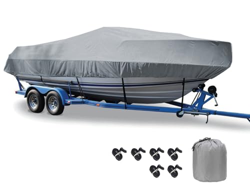 LDIW Persenning Bootspersenning 420D Wasserdicht Bootsabdeckung Staub Schutz Bootsplane, für Yacht Schnellboot Runabout Fisch-Ski,Grau,21~24FT: 732X300cm