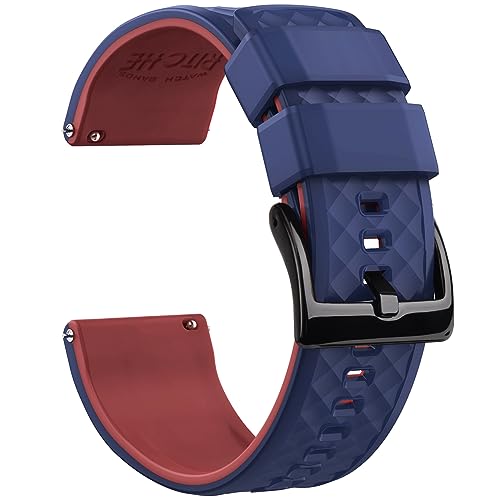 Ritche Christmas Gift Silicone Watch Bands 18mm 20mm 22mm 24mm Quick Release Rubber Watch Bands for Men, White Elephant Gifts, Stocking Stuffers For Men, Navy Blue / Red / Black, 18MM, Modern