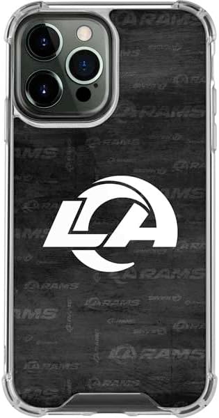 Skinit Clear Phone Case Compatible with iPhone 14 Pro Max - Officially Licensed NFL Los Angeles Rams Black & White Design