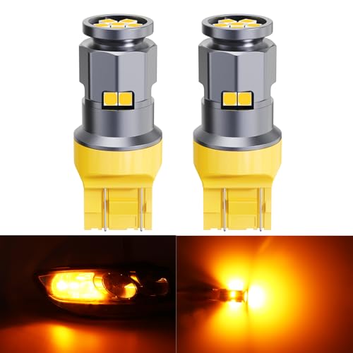 Fulanmi T20 7443 LED Turn Signal Light Bulbs, Super Bright 600% Brightness, Extreme Bright Amber LED Bulb 7441 7443 7444 7444NA W21W T20 for Upgrad Replacement of Your Factory Turn Signal, Pack of 2