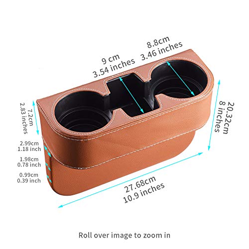Image of Brown Multifunctional Car Cup Holder Car Seat Organizer Gap Filler Bottle Phone Storage Organizer