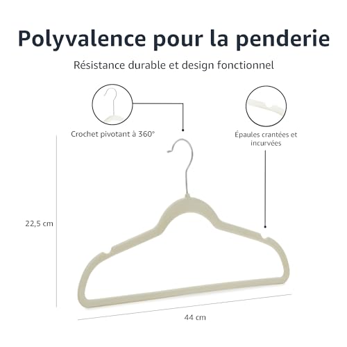 Amazon Basics Lot de 30 cintres en velours pour costumes Ivoire – vue 5